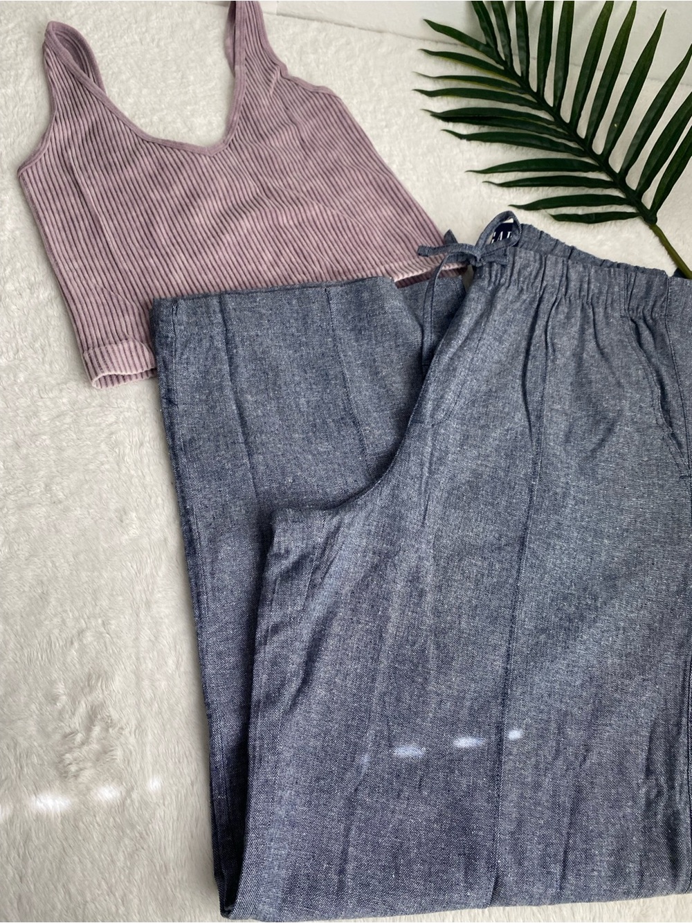 GAP Navy Heathered Drawstring Pants